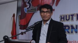 Ketua Umum DPP Pro Jurnalismedia Siber (PJS) Indonesia : Mahmud Marhaba saat memberikan sambutan pada pelaksanaan Uji Kompetensi Wartawan (UKW)