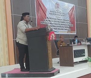 Pandangan Fraksi Partai Gerakan Indonesia Raya (Gerindra) DPRD Bone Bolango yang dibacakan Andris Amirudin Makmur., S.Ip,