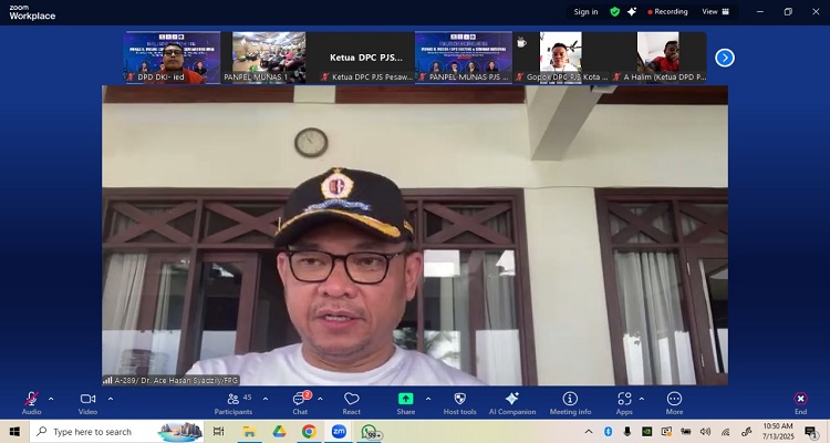 Gubenur Lemhanas RI, DR. H. TB. Ace Hasan Syadzily, M.Si saat membuka Munas II PJS di Kota Palu , Minggu (13/07/2025).