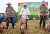 Penanaman Jagung Serentak Kuartal III dan Penanaman Jagung di Lahan Perhutanan Sosial yang dilaksanakan di Desa Bongoime Kecamatan Tilongkabila, Rabu (9/7). (F. Onal/Prokopim).