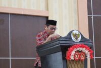Laporan Badan Anggaran (Banggar) DPRD Bone Bolango yang disampaikan Romi Muhamad, SH, dalam pelaksanaan Rapat Paripurna tinggkat dua dan Penandatanganan nota Kesepakatan bersama KUA-P dan PPAS-P APBD TA. 2025, Rabu (16/7) di aula Paripurna DPRD Bone Bolango.