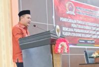 Rizki Huntoyungo, ST, yang didaulat menyampaikan laporan hasil Pansus Paripurna RPJMD Bone Bolango 2025 - 2029