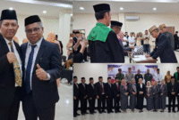 Sejumlah Pejabat Pimpinan Tinggi Pratama di lingkungan Pemerintah Kabupaten Bone Bolango yang dilantik dan diambil sumpahnya oleh Bupati Bone Bolango Drs. H. Ismet Mile, MM.