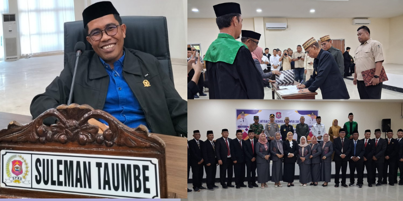 Ketua Fraksi Amanat Keadilan DPRD Bone Bolango, Suleman Taumbe (kiri) dan Prosesi pelantikan dan pengambilan sumpah Pejabat Pimpinan Tinggi Pratama di lingkungan Pemerintah Kabupaten Bone Bolango (kanan).