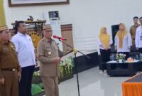 Sambutan Bupati Bone Bolango, Drs. H. Ismet Mile, MM, saat pelantikan PPPK Dilingkungan Pemerintah Daerah Kabupaten Bone Bolango. 