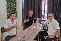 Silaturahmi Kepala Dinas Tenaga Kerja, Koperasi, dan UMKM (Disnakerkum) Kabupaten Bone Bolango, Jumaidil, S.Sos, M.Ec.Dev, bersama Koperasi Global Akses Sejahtera (GASS) Bahrun Usman, S.Fil.I, didampingi Harissusanto Toonawu, SH, (Humas dan Team Media Koperasi GASS).