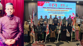Andi Ilham, SE (kiri) dan Foto bersama usai Pelantikan BPD KKSS Kab/Kota Se-Provinsi Gorontalo oleh Ketua Umum DPW KKSS Provinsi Gorontalo, H. Jaenal Mappe.