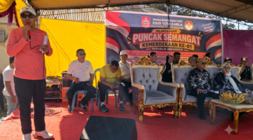 Laporan Kepala RSUD Toto Kabila H. Usman., S.Km, S.Kep, NS., M.Si, pada Pelaksanaan Puncak Semangat Kemerdekaan ke-81 Republik Indonesia yang di Rangkaian dengan Agenda Kegiatan Kick-Off Akreditasi serta Launching SITATA-RSUD Toto Kabila dan Inovasi Lainnya yang Berlangsung pada Jumat, 11 September 2026 di halaman utama RSUD Toto Kabila.